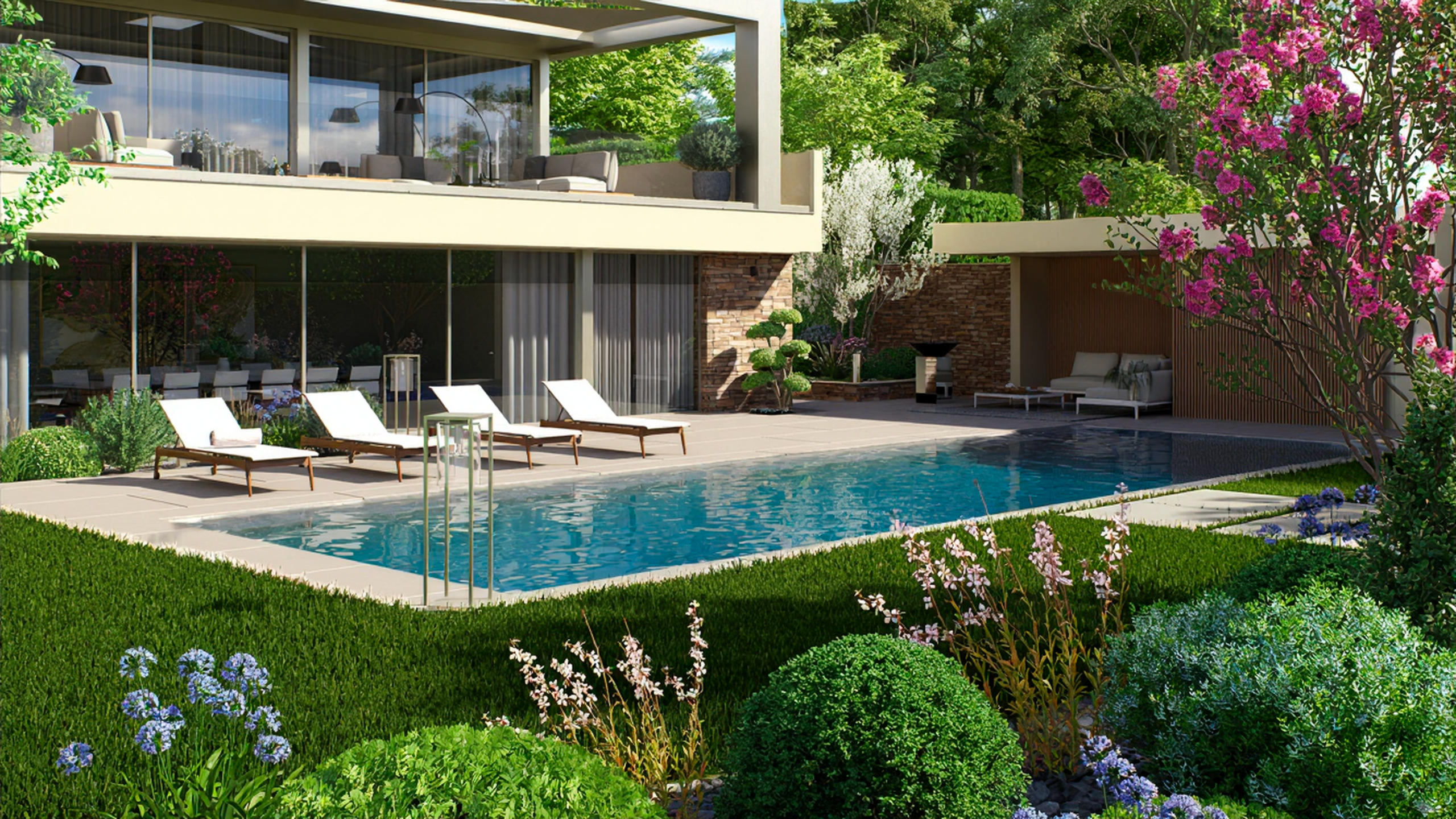 jardin maison moderne